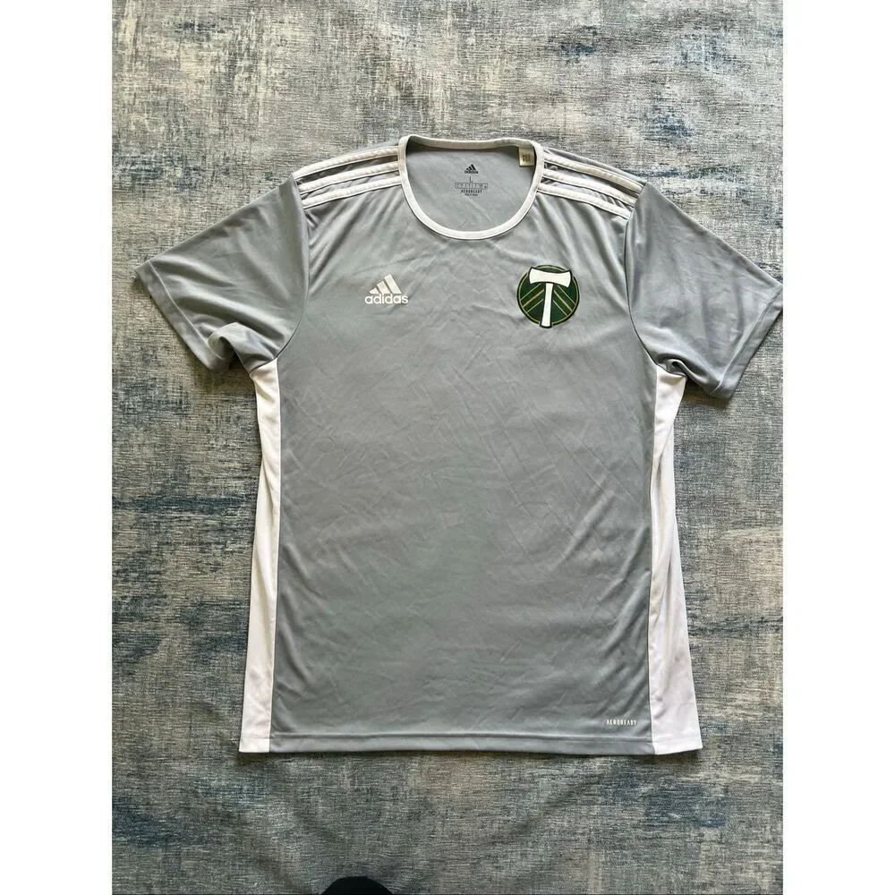 Adidas Light Gray Blue White Portland Timbers Major Leage Soccer Training Jersey